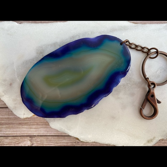Stunning Blue and Green Agate Keychain 💙💚 - Picture 4 of 5